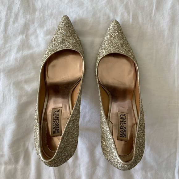Badgley Mishka Champagne Glitter Pump- Excellent Used Condition - Picture 3 of 6